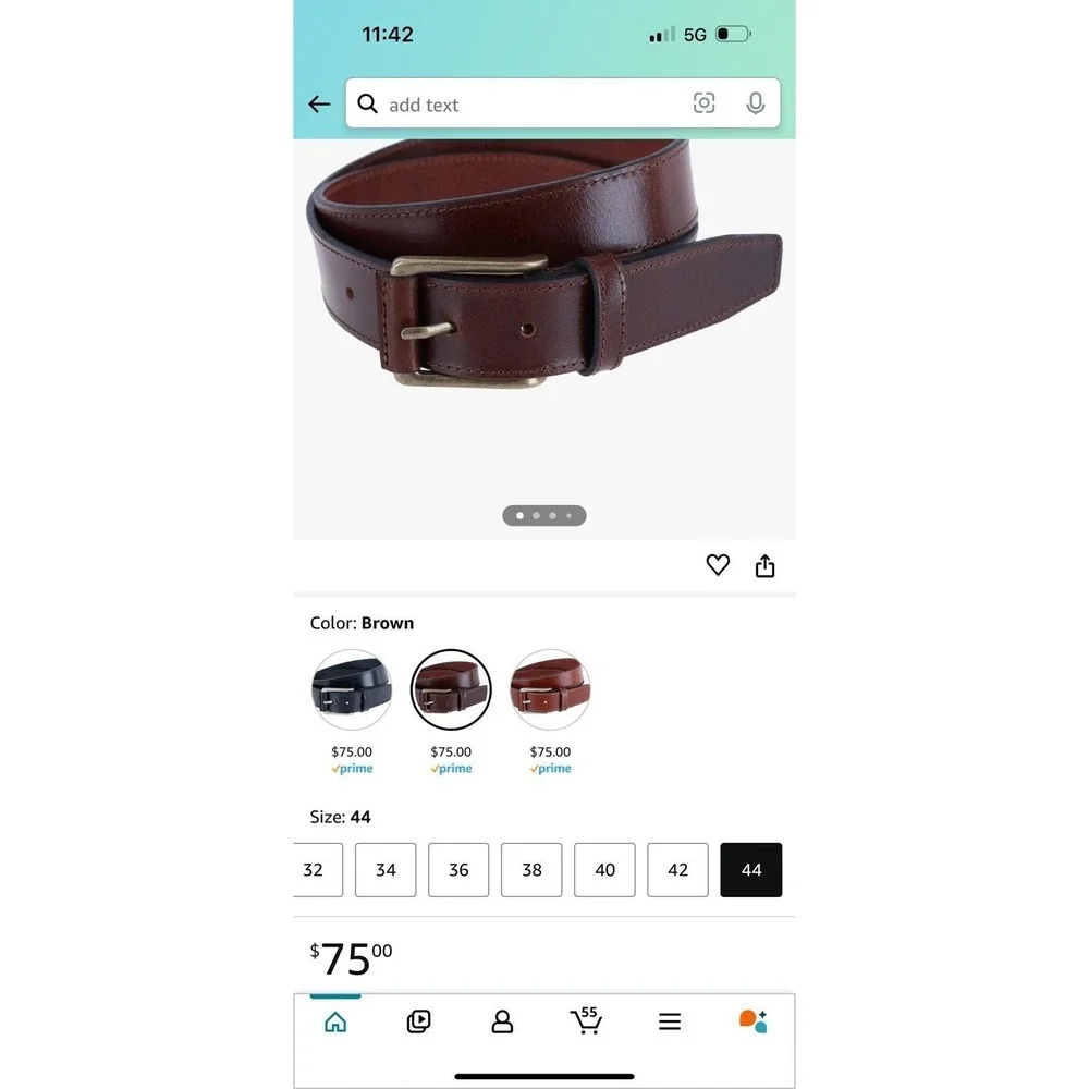 Trafalgar Men's‎ Wyatt 35mm Genuine Leather Casual Jean Belt 44
